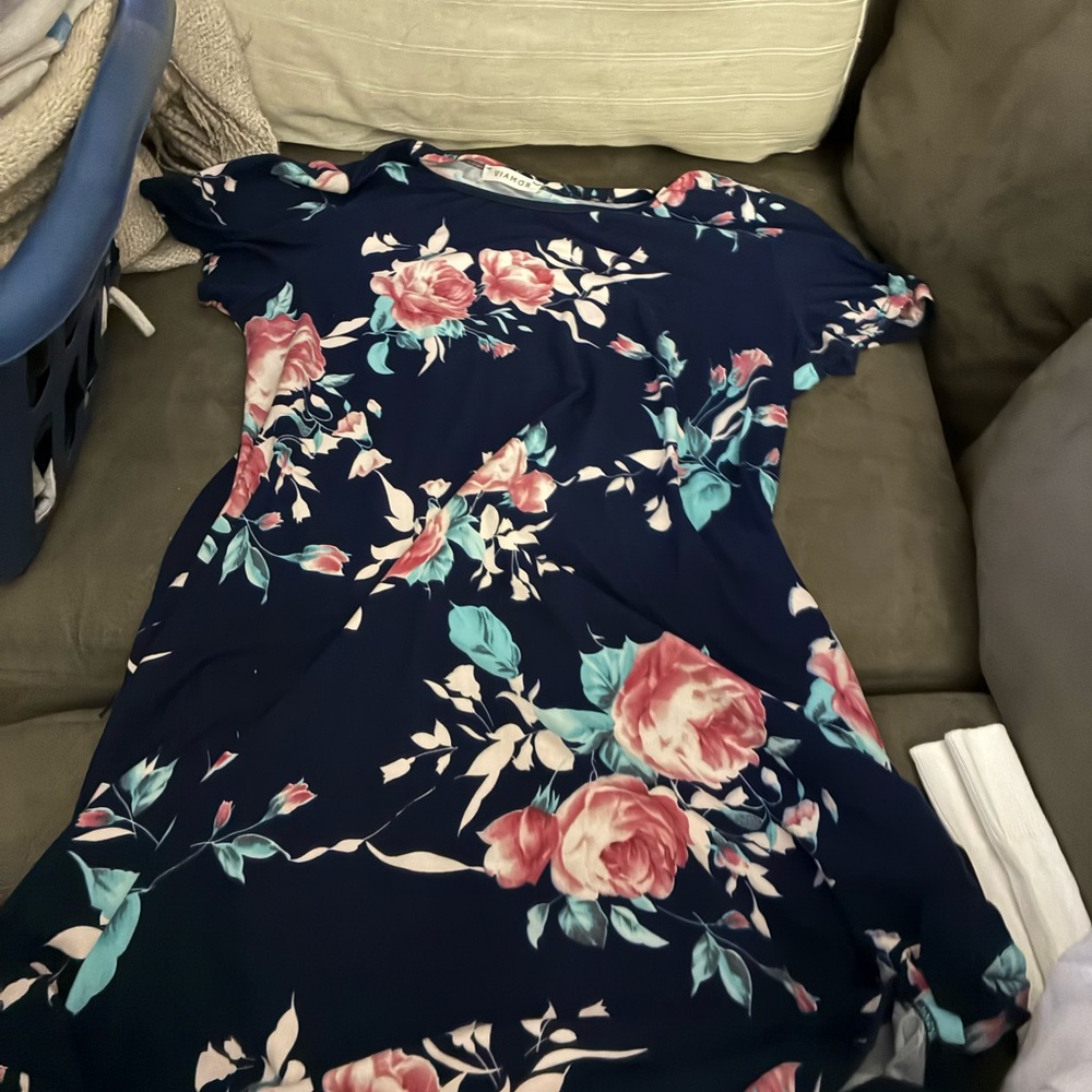 Blue and Pink Flutter Sleeve Sundress